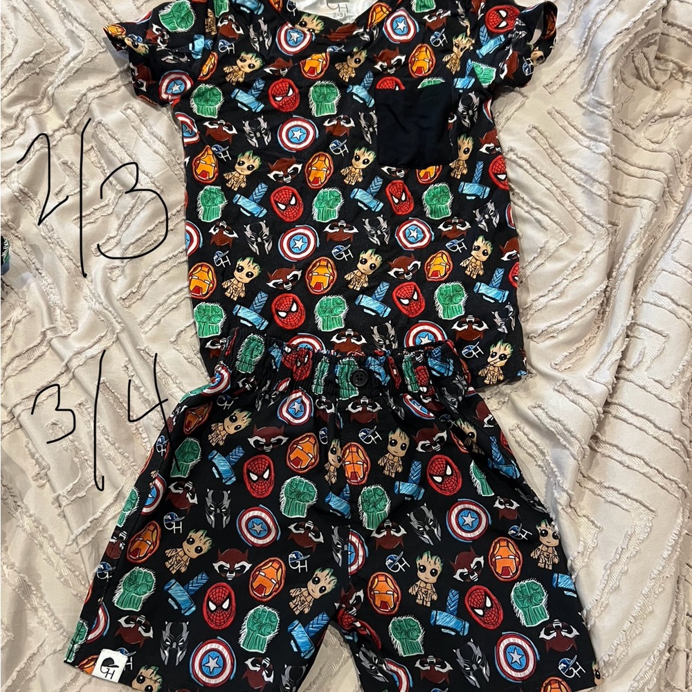 Kids Superhero Print Pajama Set